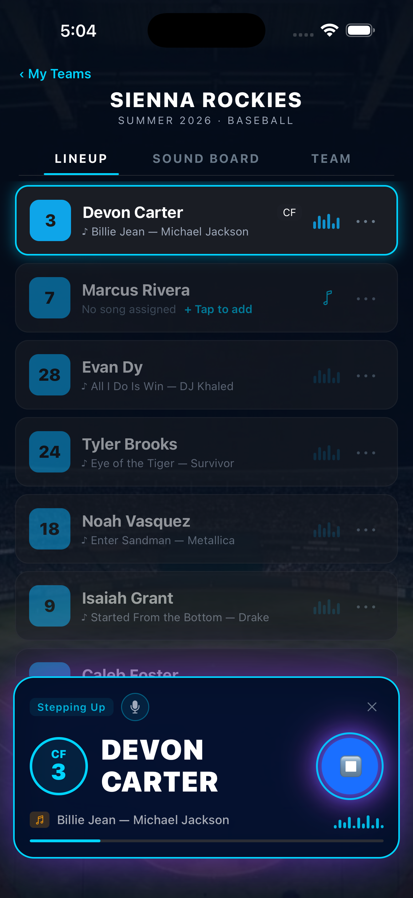 App in dark mode